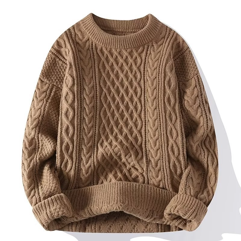 Karen - Herren wollen Pullover mit Zopfstrick und Rundhalsausschnitt