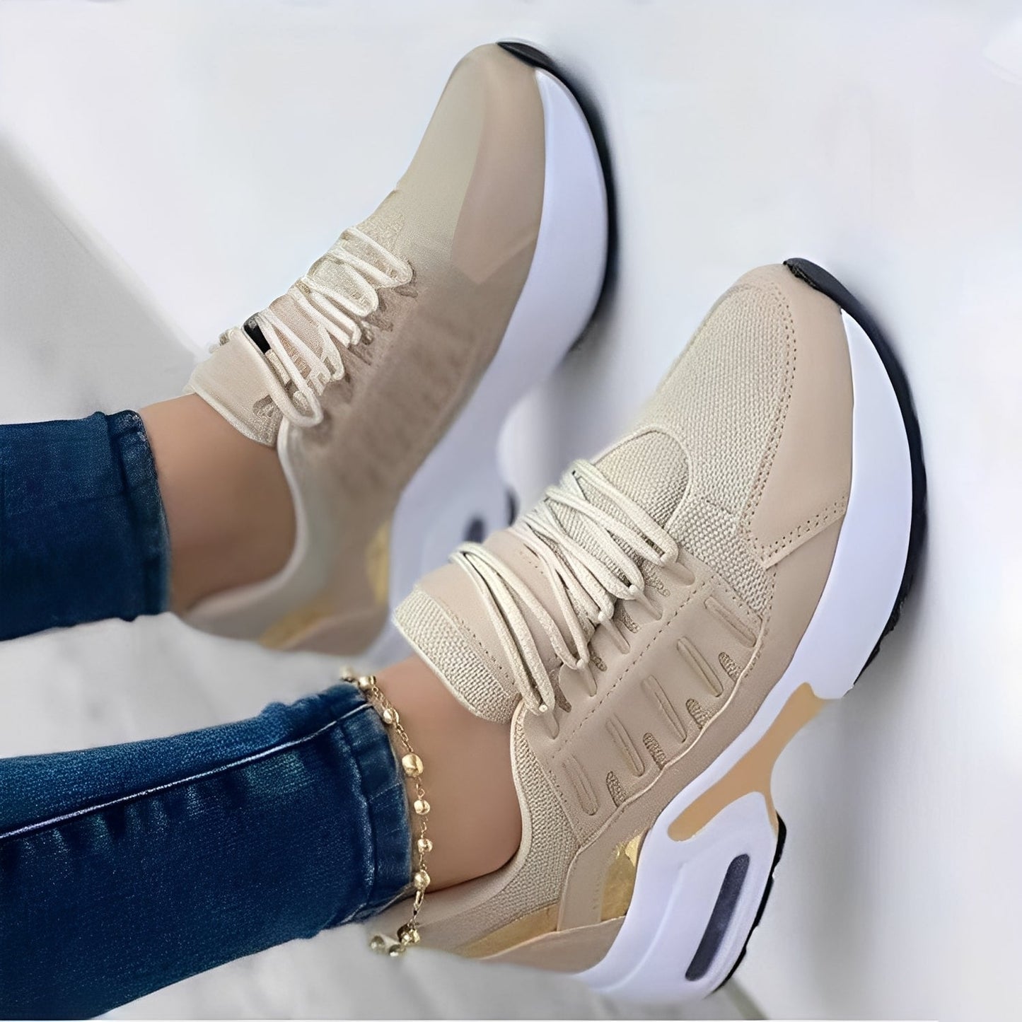 Valeria - Damen Sneaker mit dicker Sohle und atmungsaktivem Obermateria