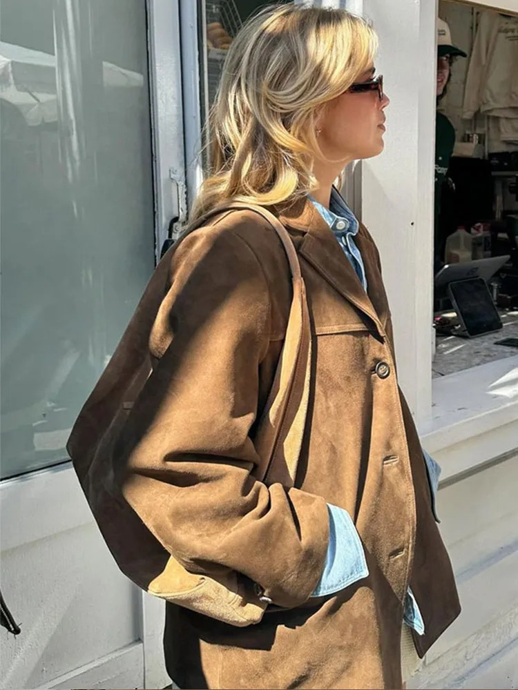 Mara – Damen Oversize Jacke aus Wildleder-Optik