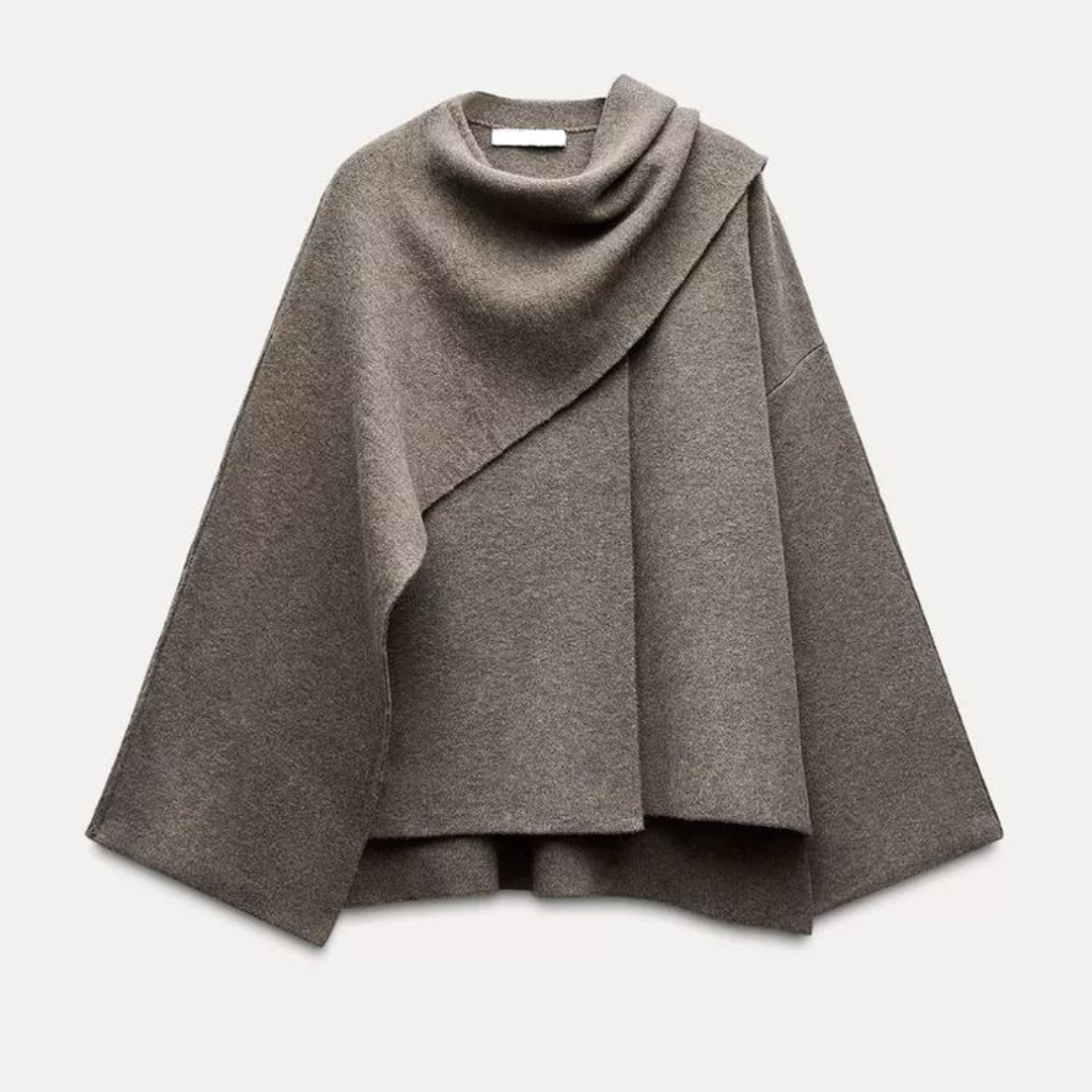 Isabella - Damen Cape mit Wolle asymmetrischem Schnitt
