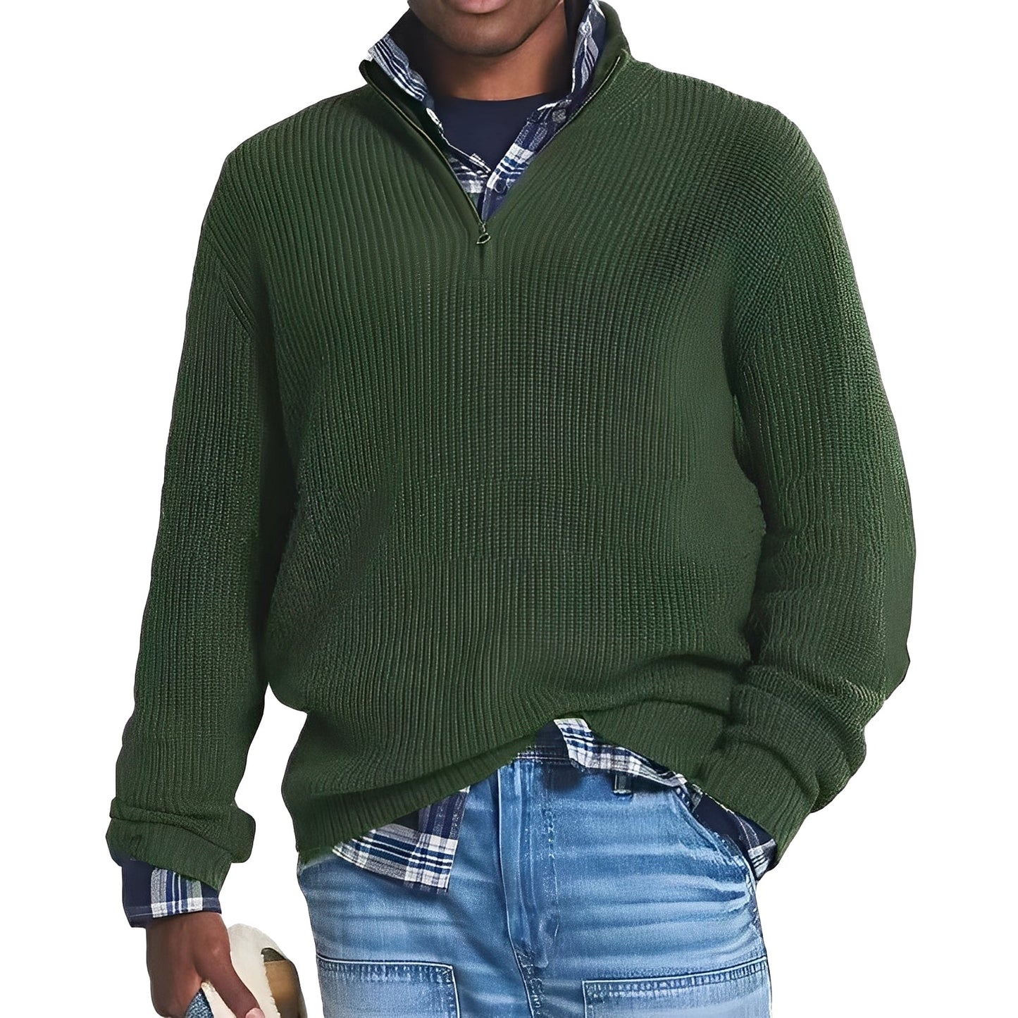 Liam - Herren Strickpullover mit halbem Reißverschluss