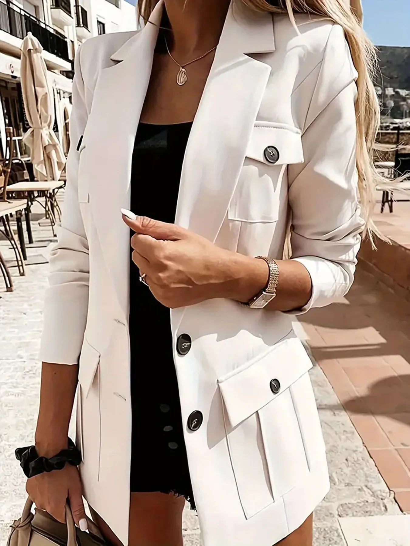 Elina - Damen Blazer mit Knöpfen und Taschenklappen