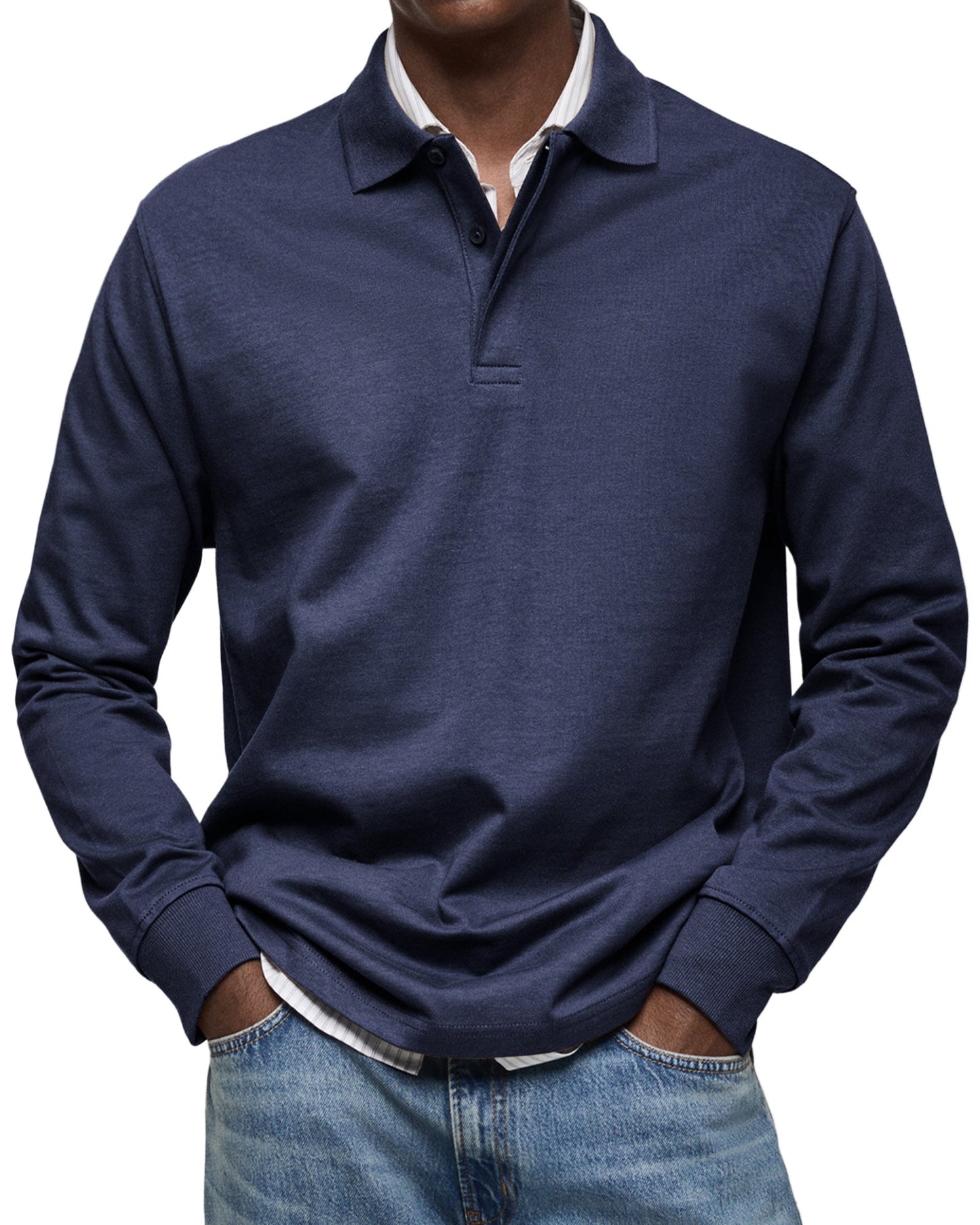 Raphael - Herren Langarm-Poloshirt mit Knopfleiste