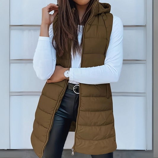 Sara – Women's quilted vest with hood and modern cut