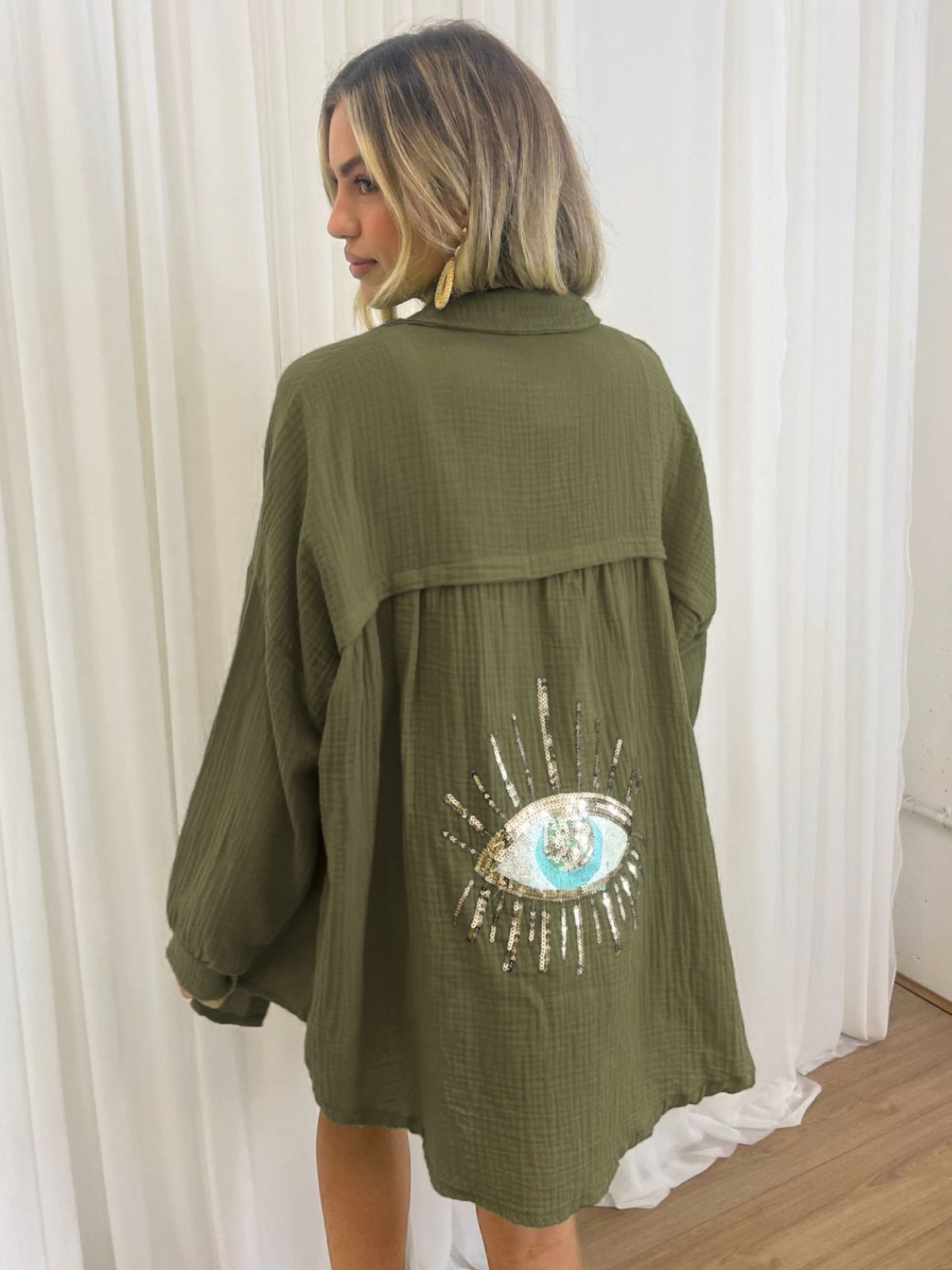 Clara - Damen Baumwolle Hemdkleid mit Knopfleiste