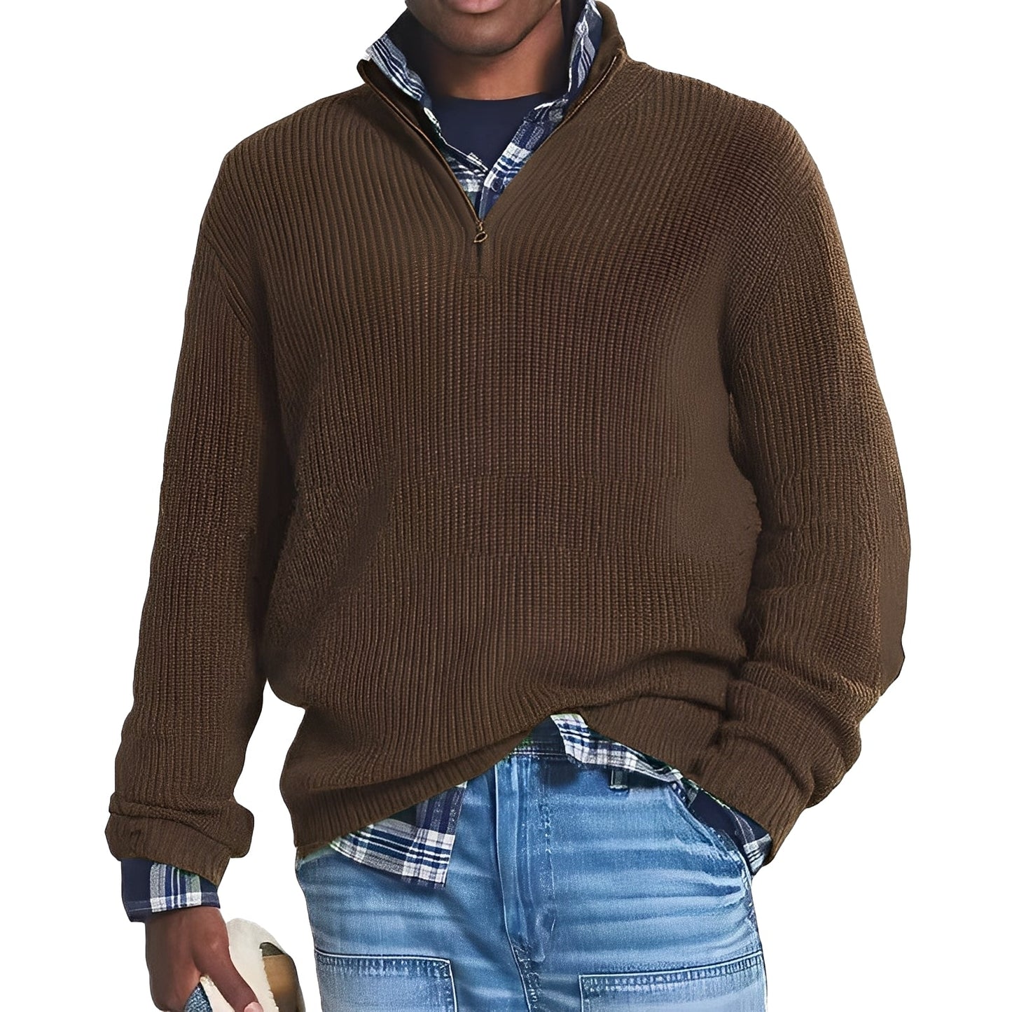 Liam - Herren Strickpullover mit halbem Reißverschluss