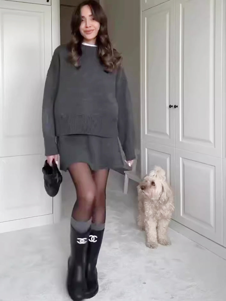 Arden – Damen Strick-Set mit Oversize-Pullover und Minirock