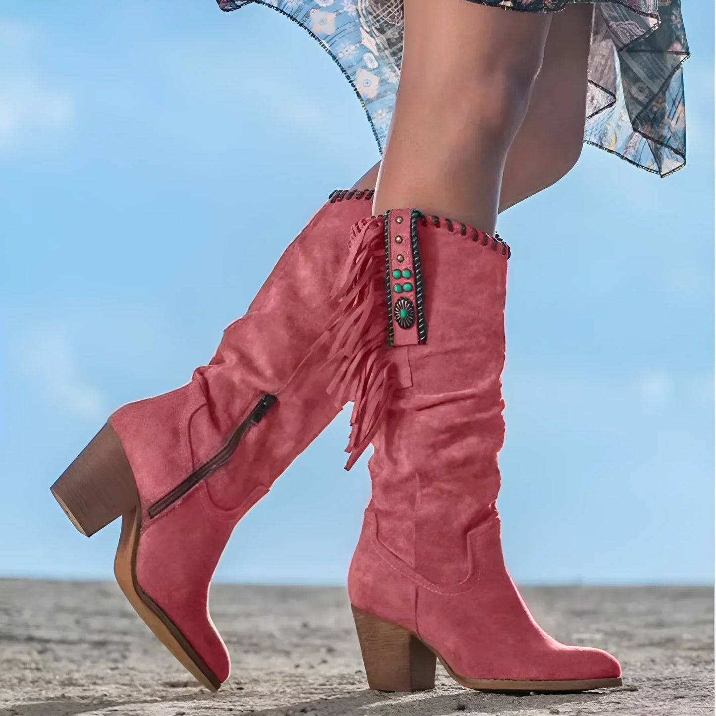 Sierra – Cowgirl-Stiefel im Westernstil mit Fransen und Boho-Details