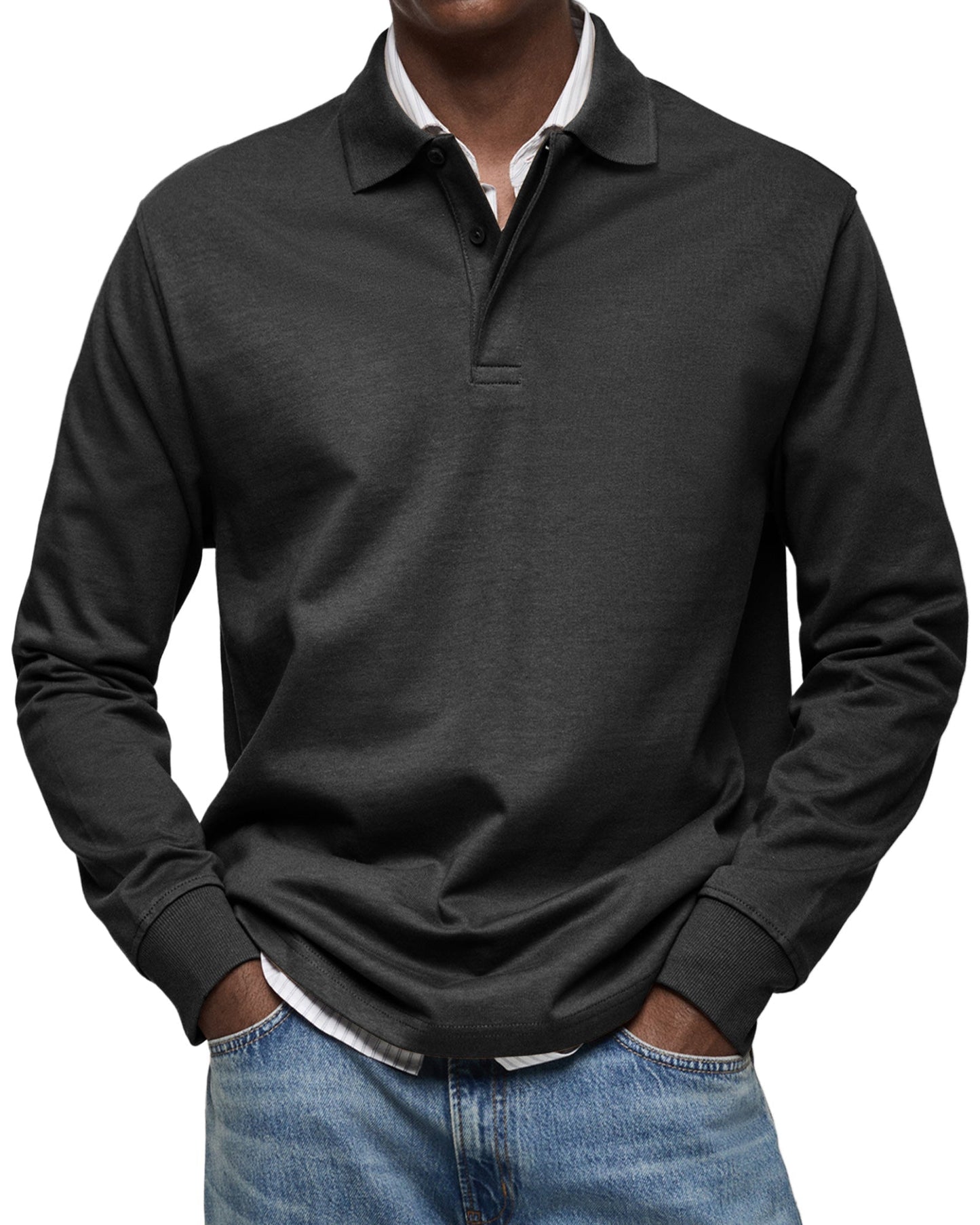 Raphael - Herren Langarm-Poloshirt mit Knopfleiste