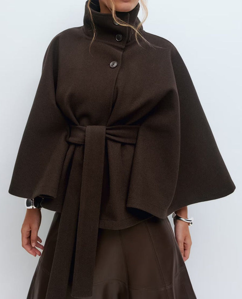 Amira - Damen Cape-Mantel mit Taillengürtel