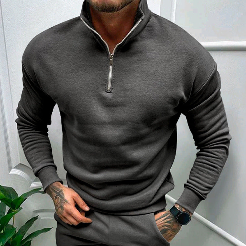 Adrian - Herren Pullover mit Stehkragen und Reißverschluss
