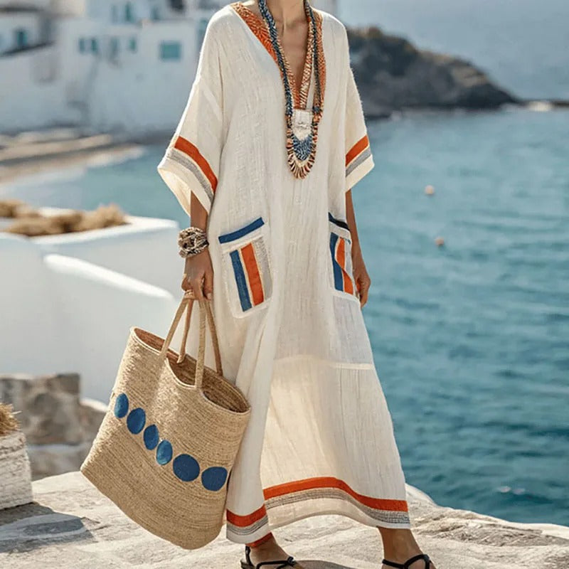 Nina – Luftiges Kaftan-Sommerkleid mit Ethno-Details für Damen