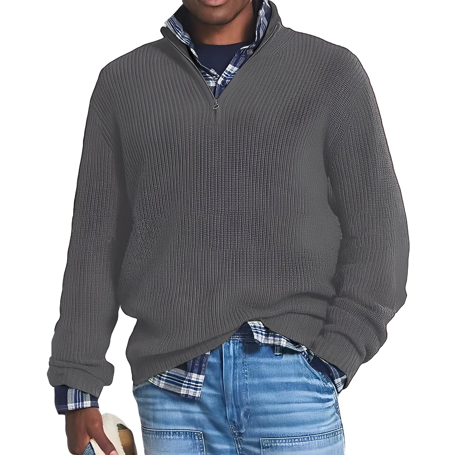 Liam - Herren Strickpullover mit halbem Reißverschluss
