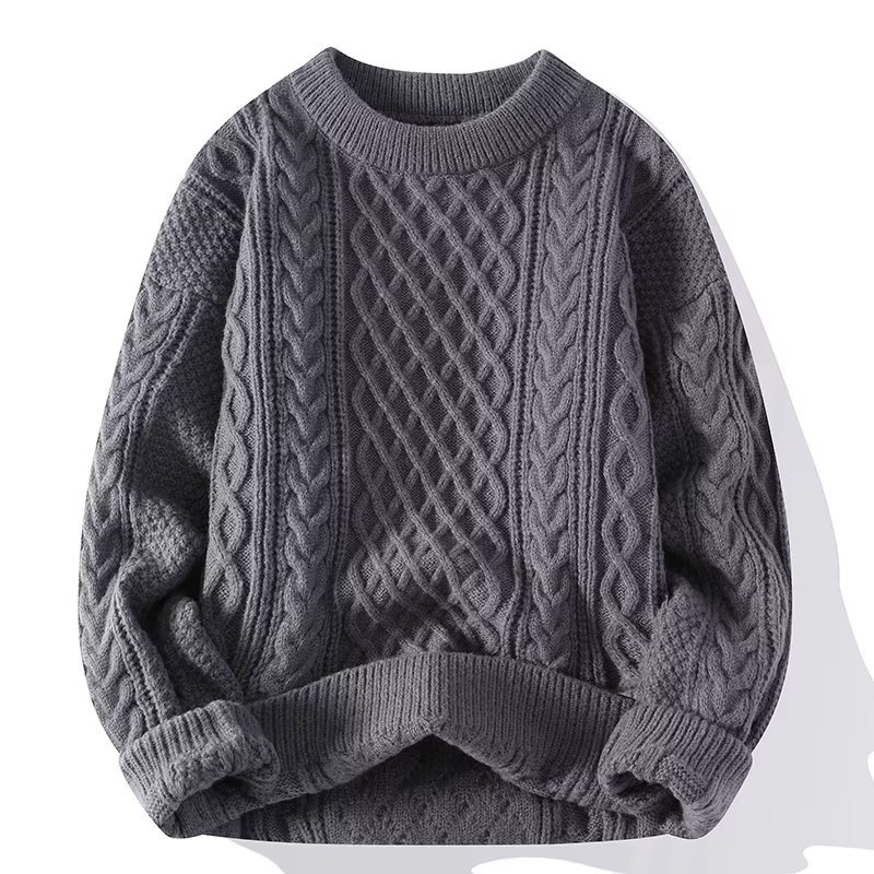 Karen - Herren wollen Pullover mit Zopfstrick und Rundhalsausschnitt
