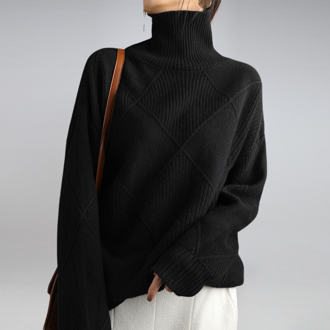 Nora - Damen Kaschmir Pullover mit Rauten-Struktur