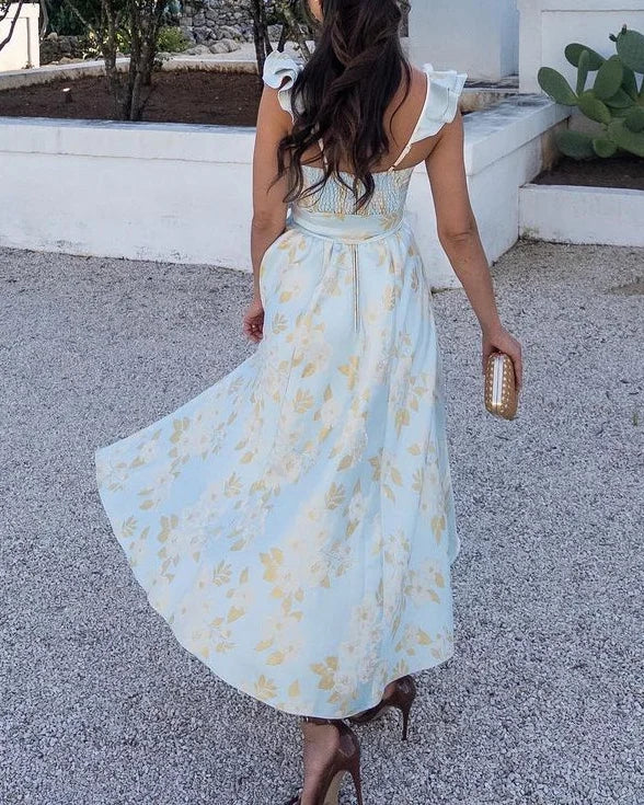Sofia - Damen Sommerkleid mit Schleife und Rüschenärmeln