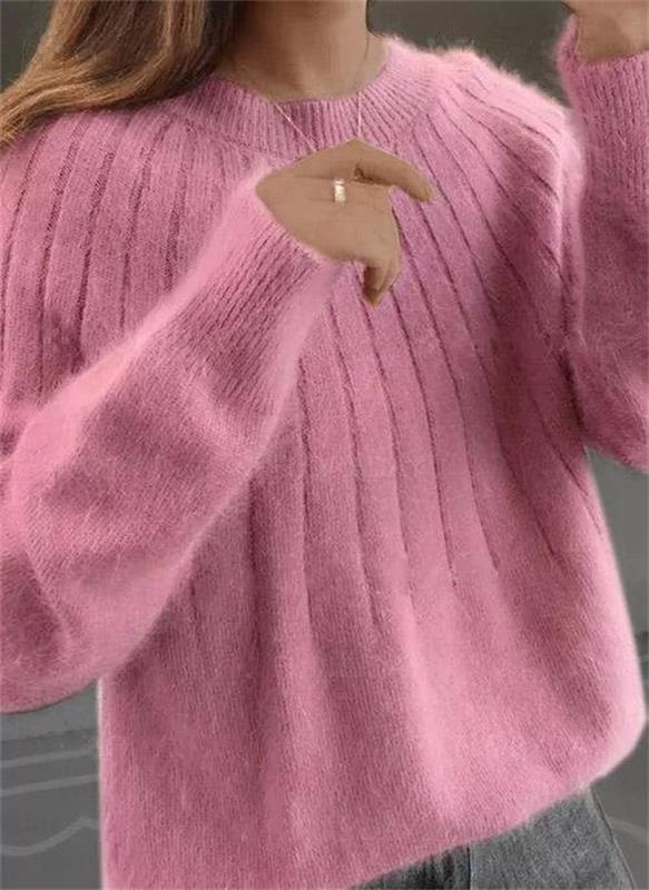 Lea - Damen Strickpullover Oversize mit Rundhals