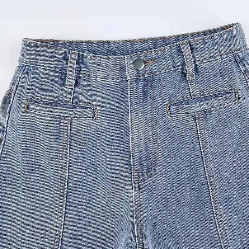 Sophia - Damen Schlaghose Jeans mit roten Sternen-Details