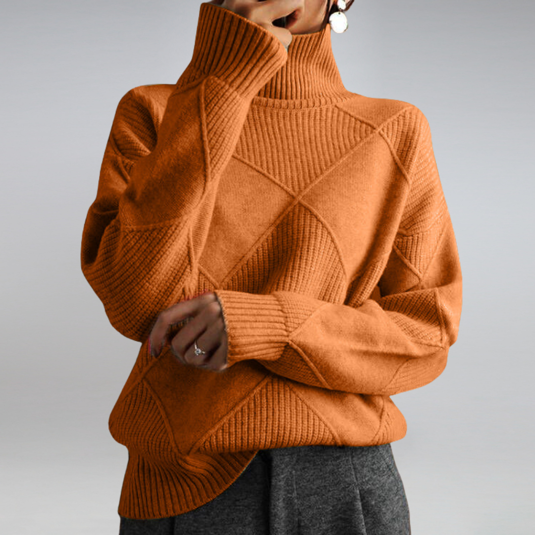 Nora - Damen Kaschmir Pullover mit Rauten-Struktur