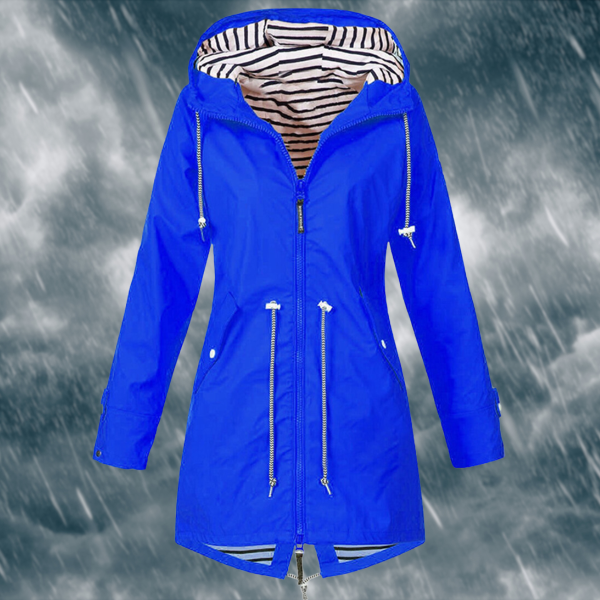 Mira – Damen Regenjacke mit Kapuze und Kordelzug