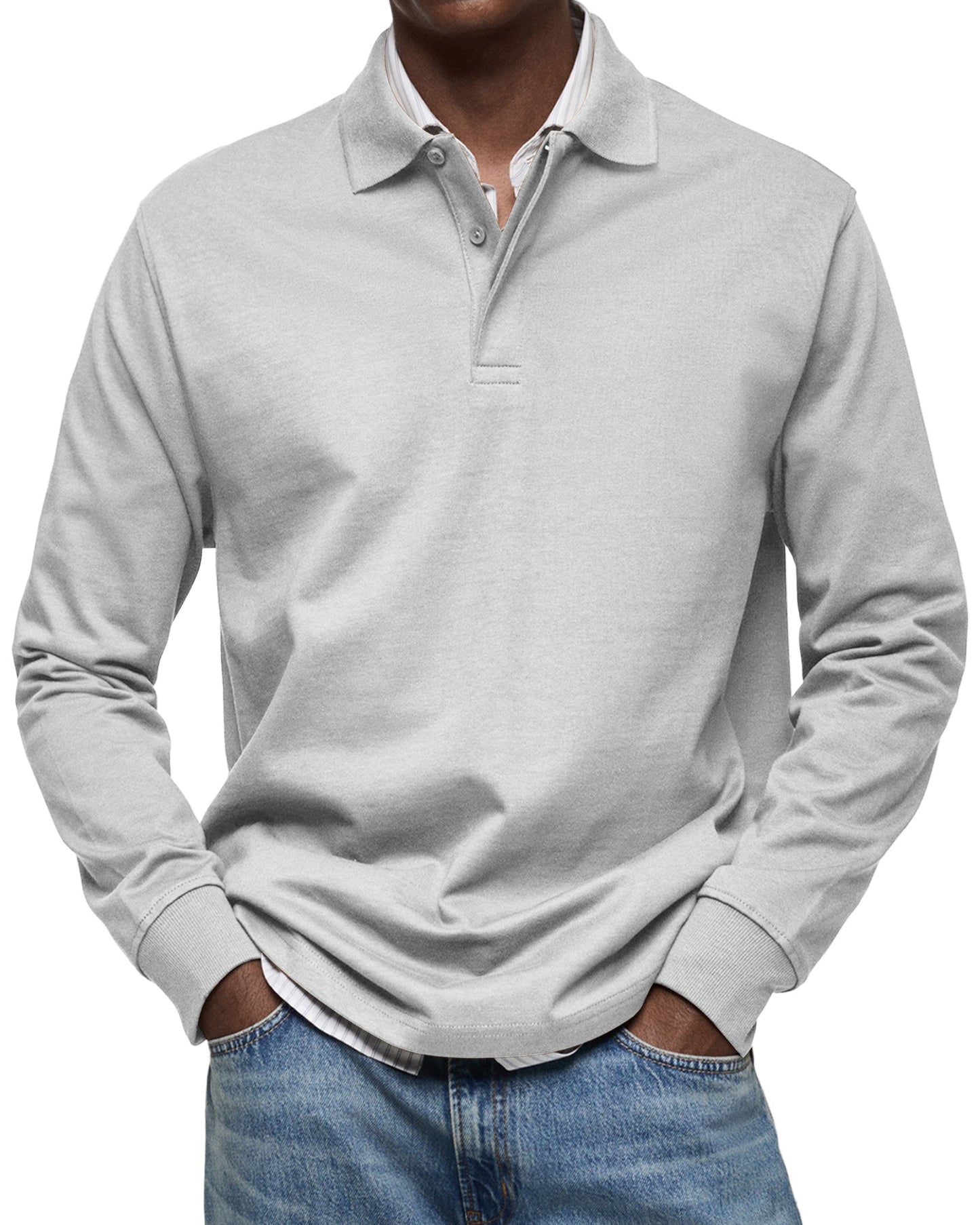 Raphael - Herren Langarm-Poloshirt mit Knopfleiste