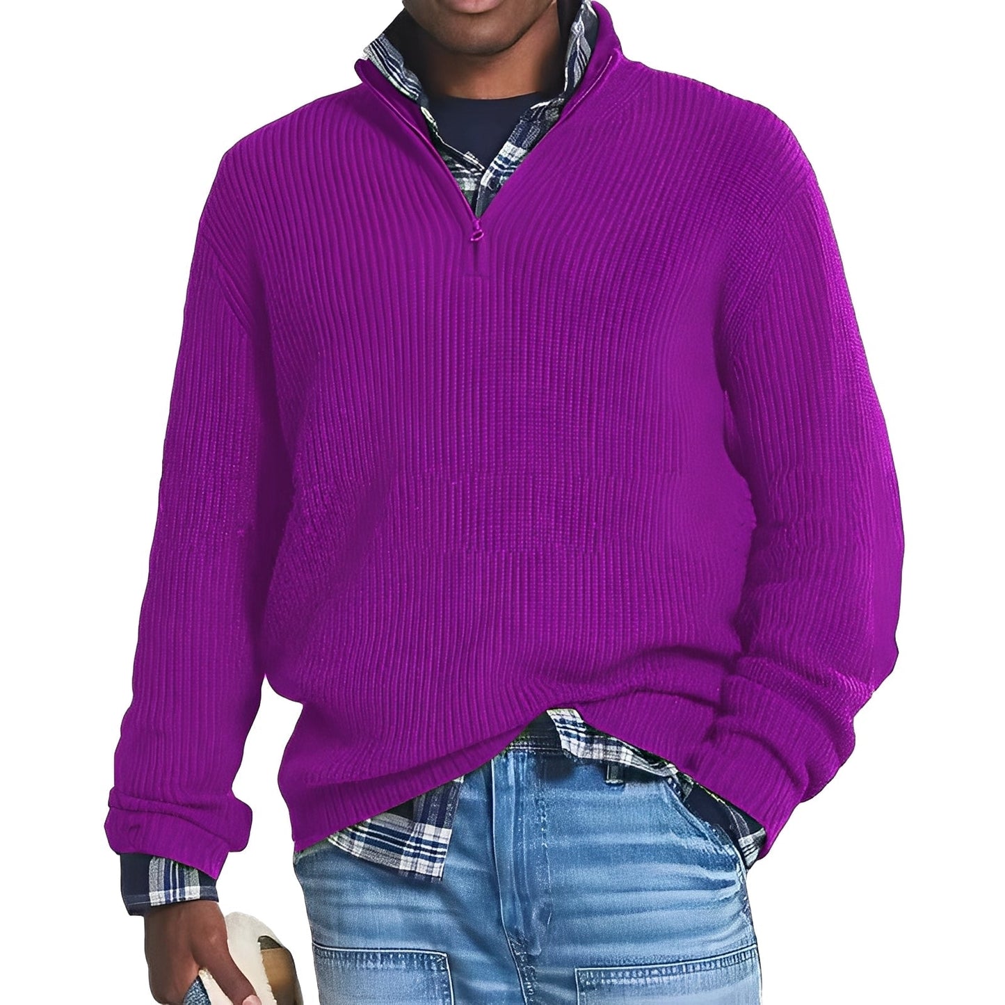 Liam - Herren Strickpullover mit halbem Reißverschluss