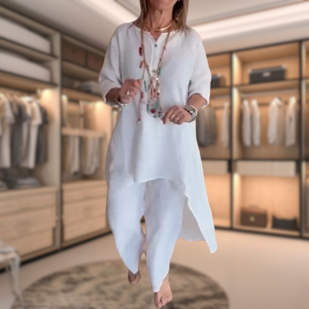 Amelia - Damen Zweiteiler Set Baumwolle Sommer