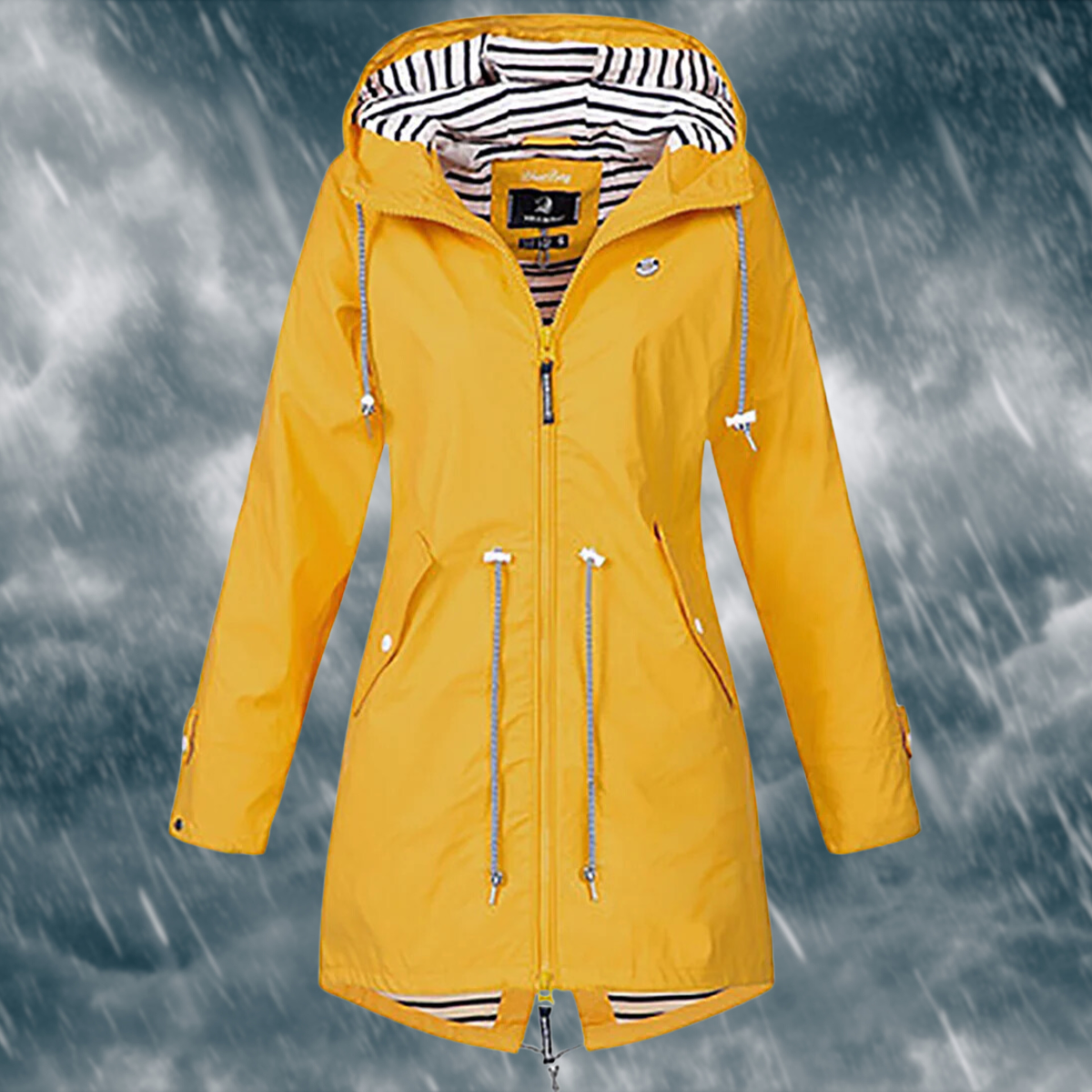 Mira – Damen Regenjacke mit Kapuze und Kordelzug