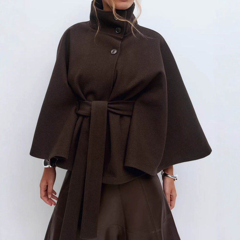 Amira - Damen Cape-Mantel mit Taillengürtel