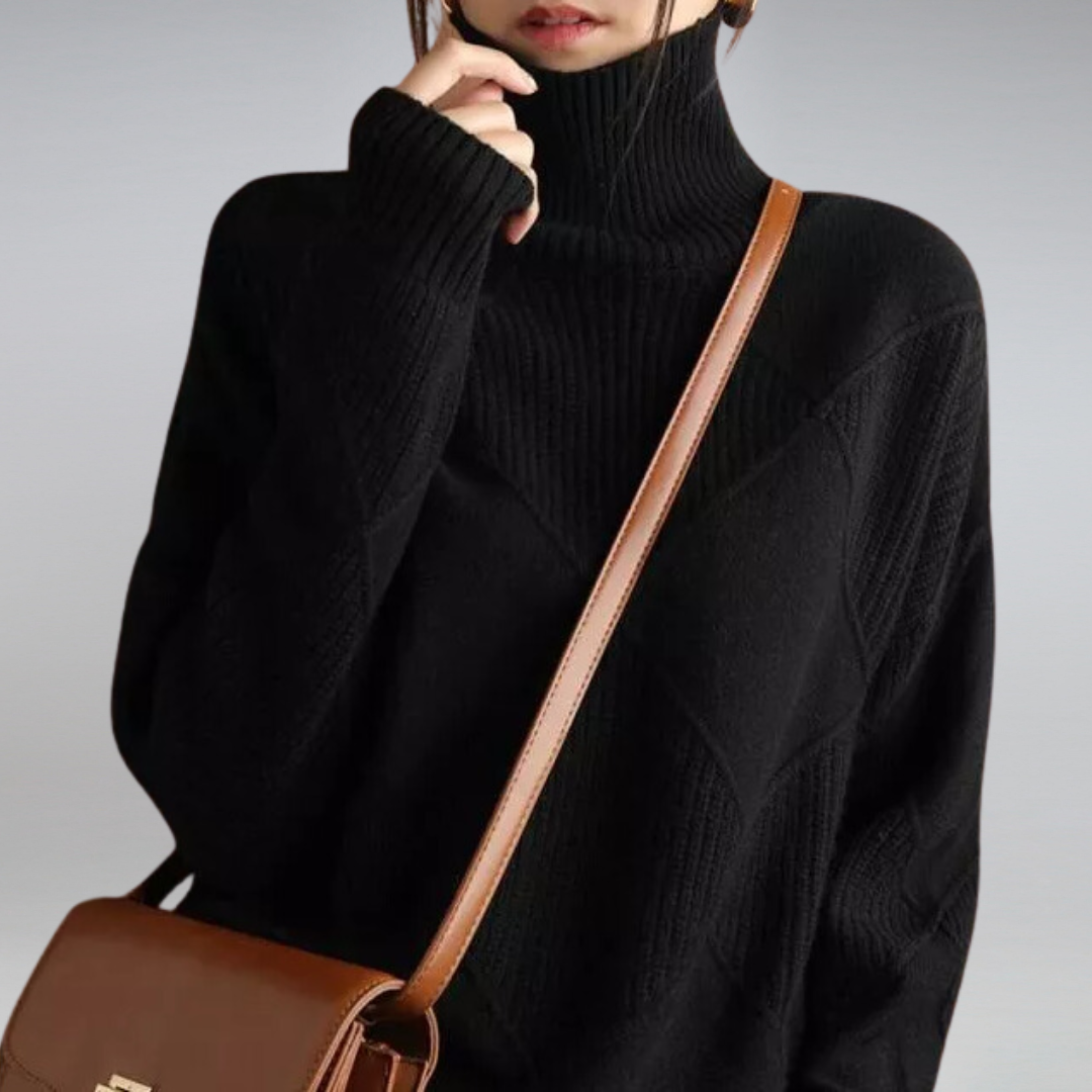 Nora - Damen Kaschmir Pullover mit Rauten-Struktur