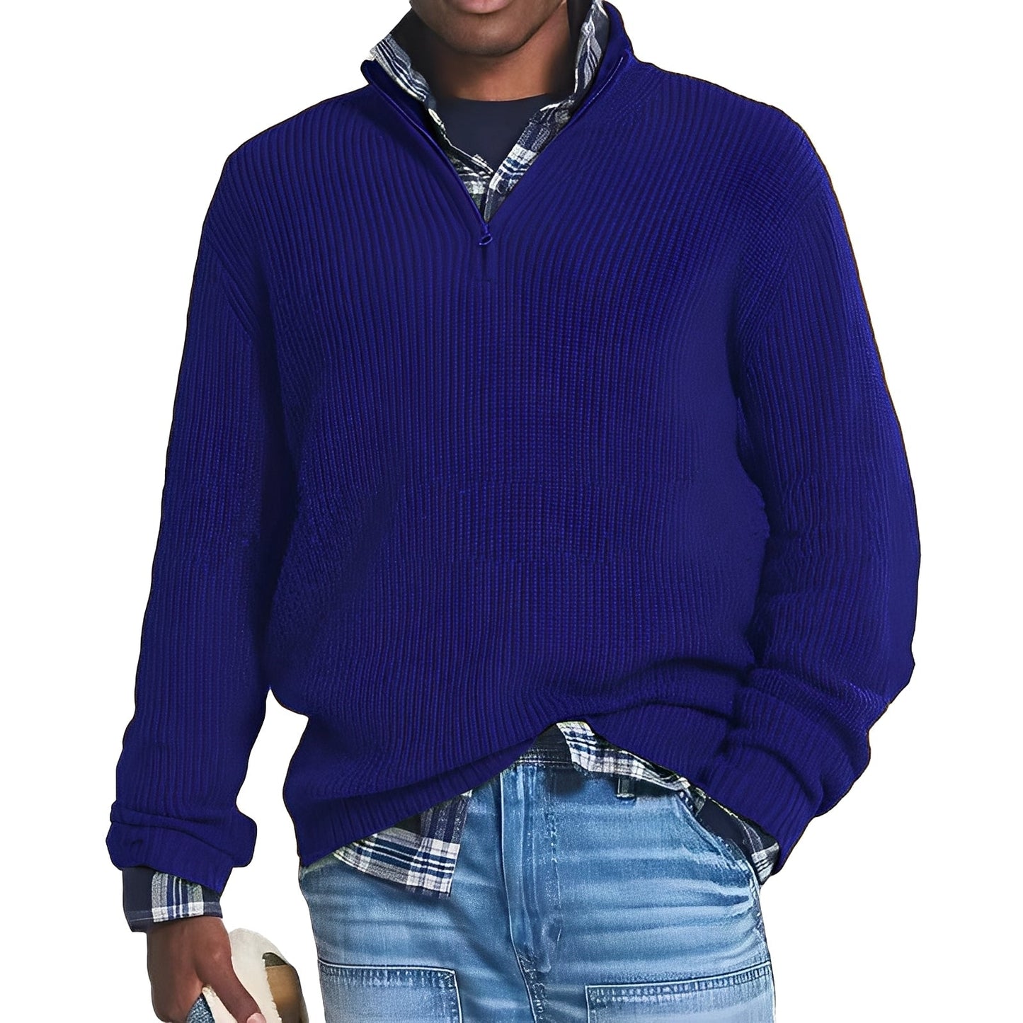 Liam - Herren Strickpullover mit halbem Reißverschluss