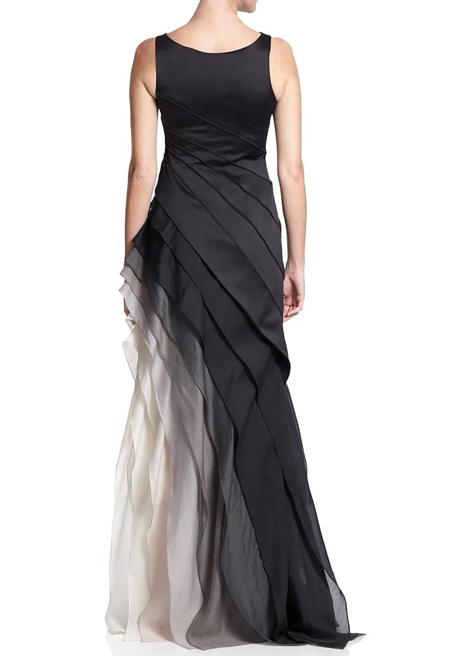 Isabella – Mehrlagiges Elegantes Maxikleid mit Schwarzem Ombre-Effekt