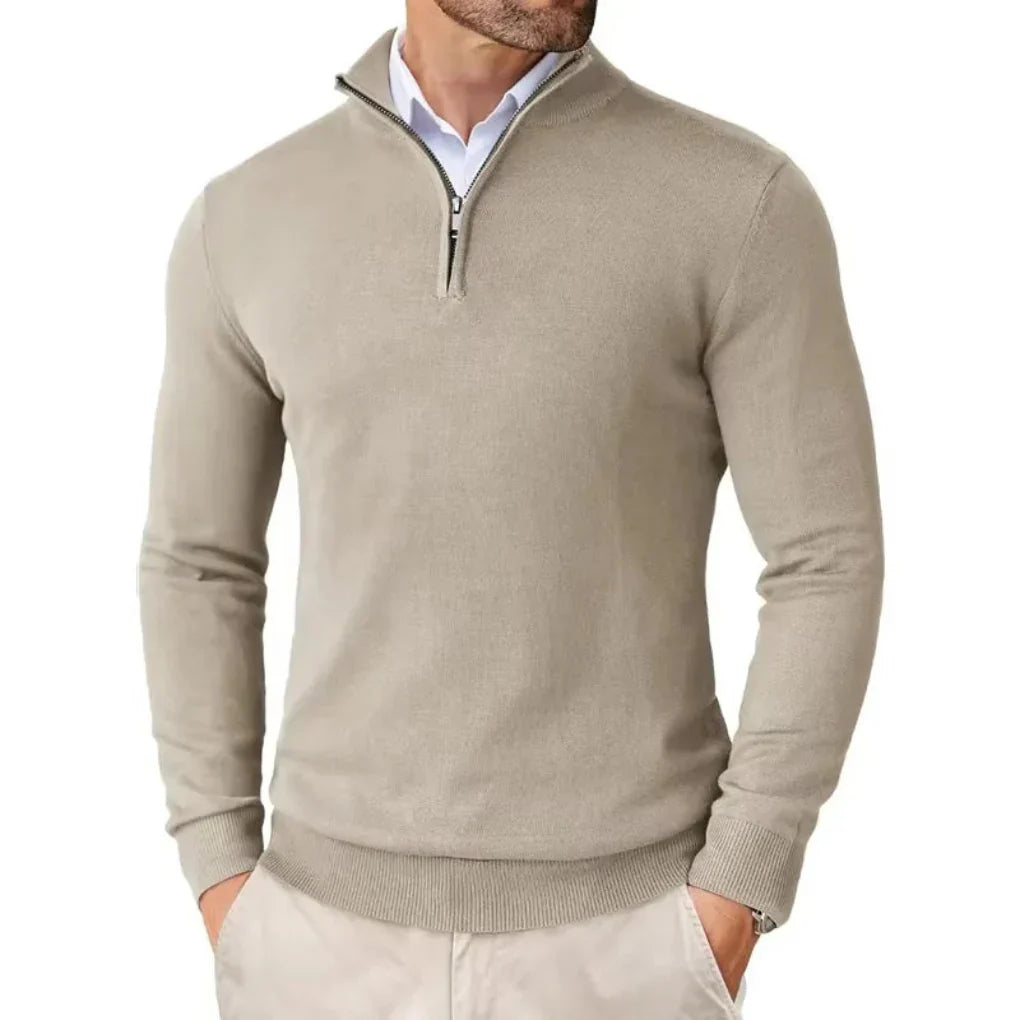 David - Herren Pullover mit Reißverschlusskragen