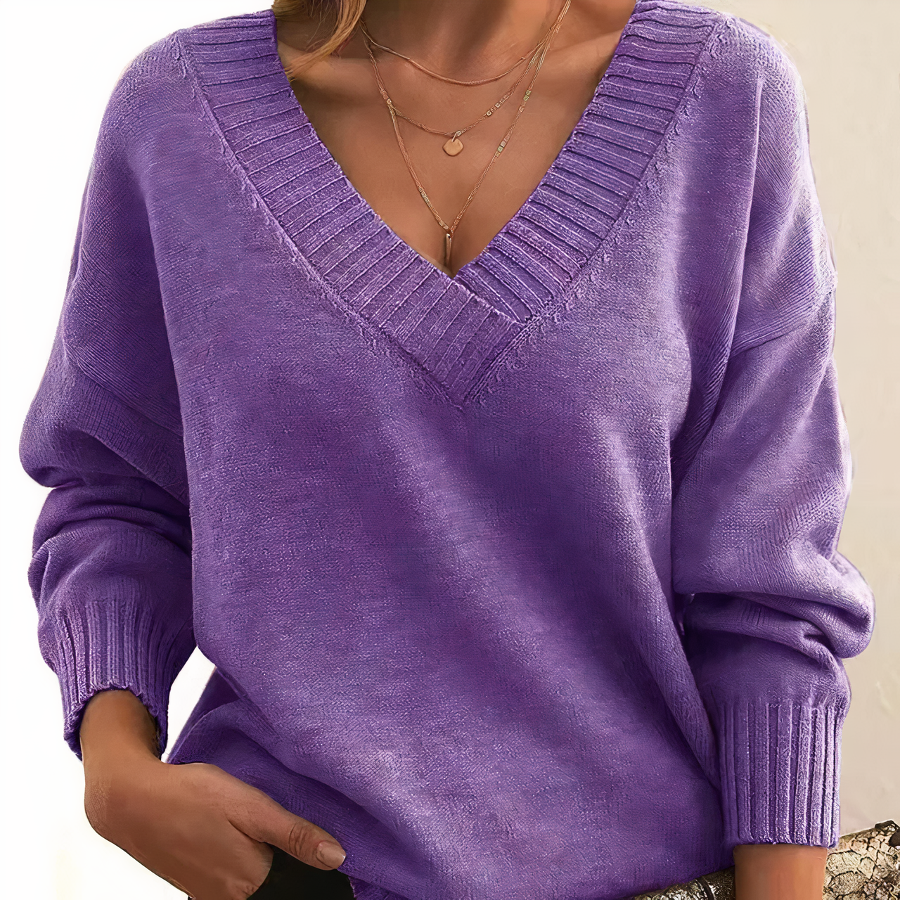 Mira – Weicher V-Ausschnitt Damenpullover