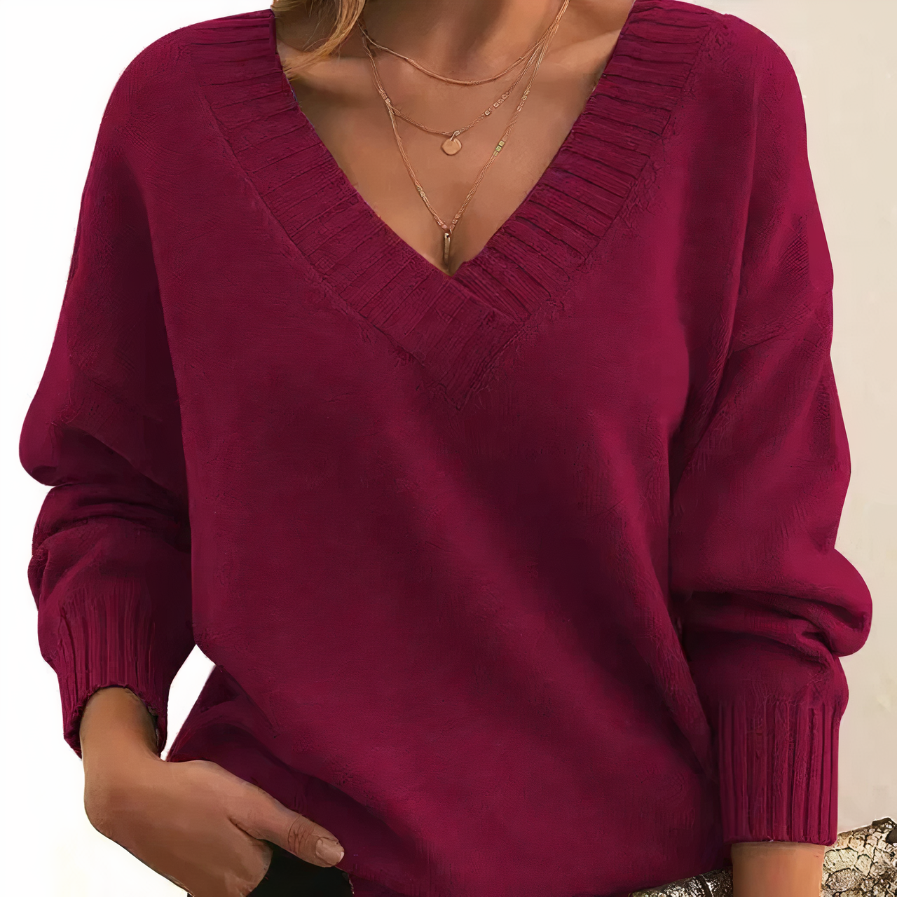 Mira – Weicher V-Ausschnitt Damenpullover