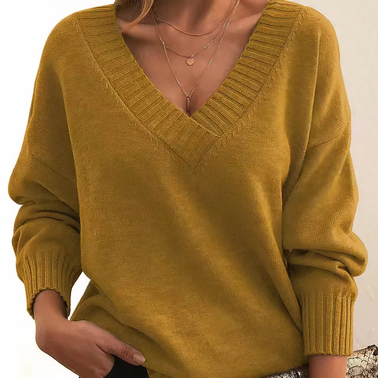 Mira – Weicher V-Ausschnitt Damenpullover