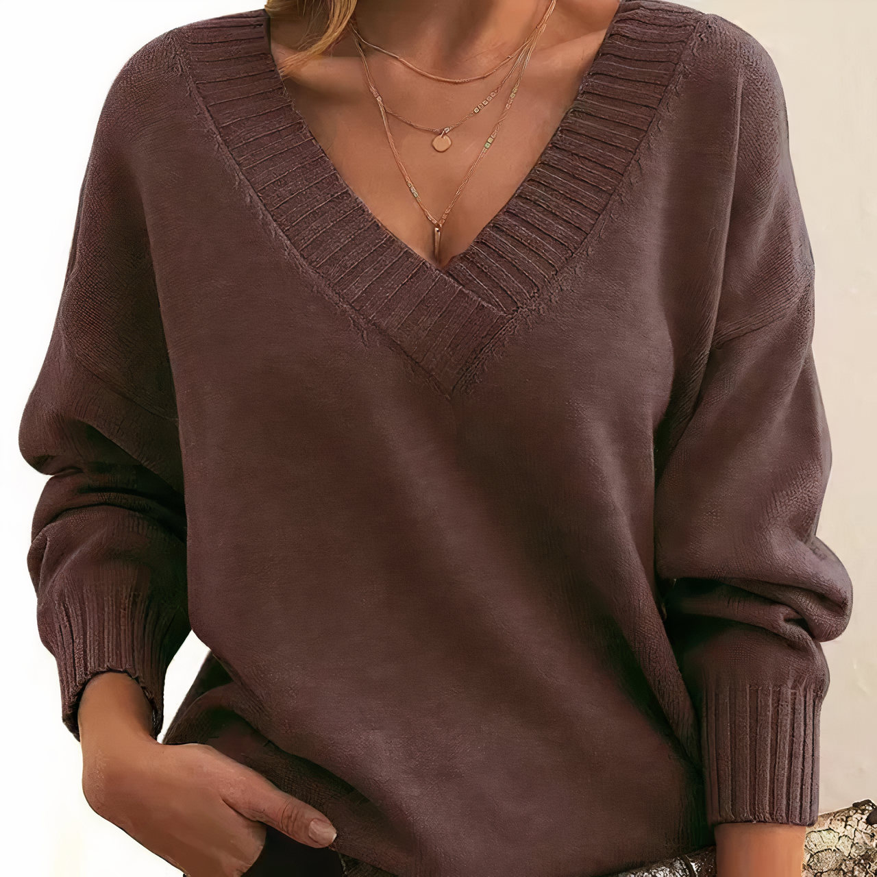 Mira – Weicher V-Ausschnitt Damenpullover