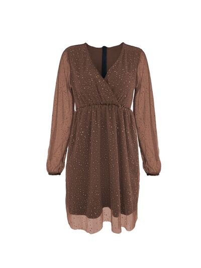 Isabella - Damen Cocktailkleid mit Glitzer und transparenten Ärmeln