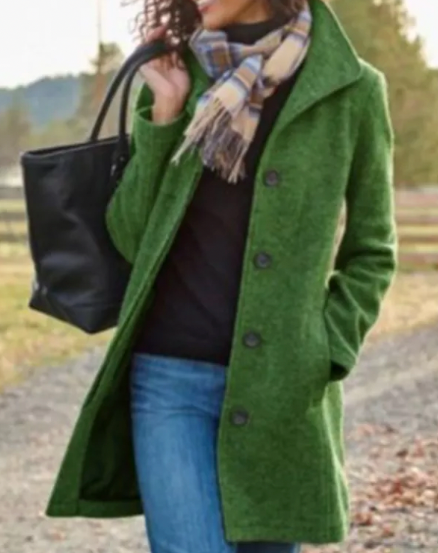 Fiora – Damen Mantel mit Knopfleiste und Reverskragen