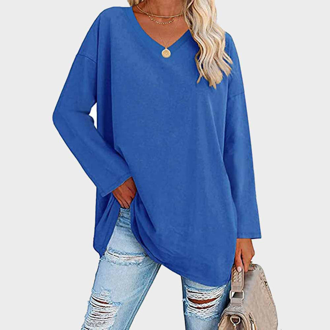 Mara - Damen Longsleeve mit V-Ausschnitt