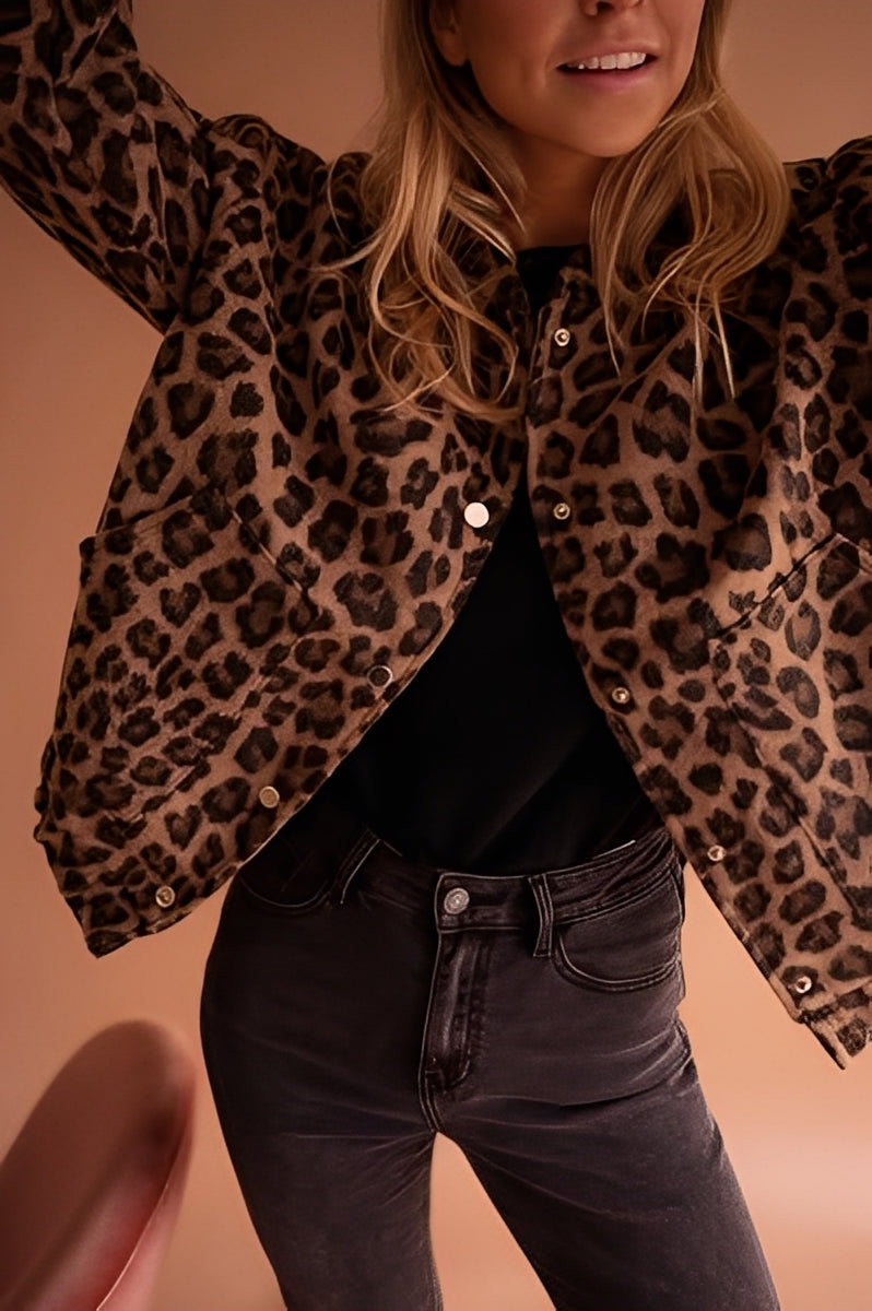 Mia - Damen Jacke mit Leopardenmuster