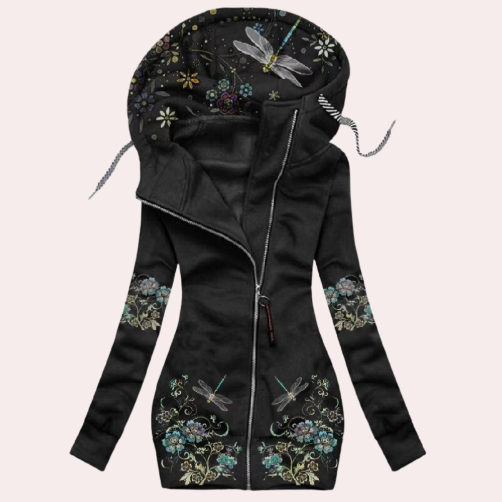 Soraya – Damen Kapuzenjacke mit Stickereien und Reißverschluss