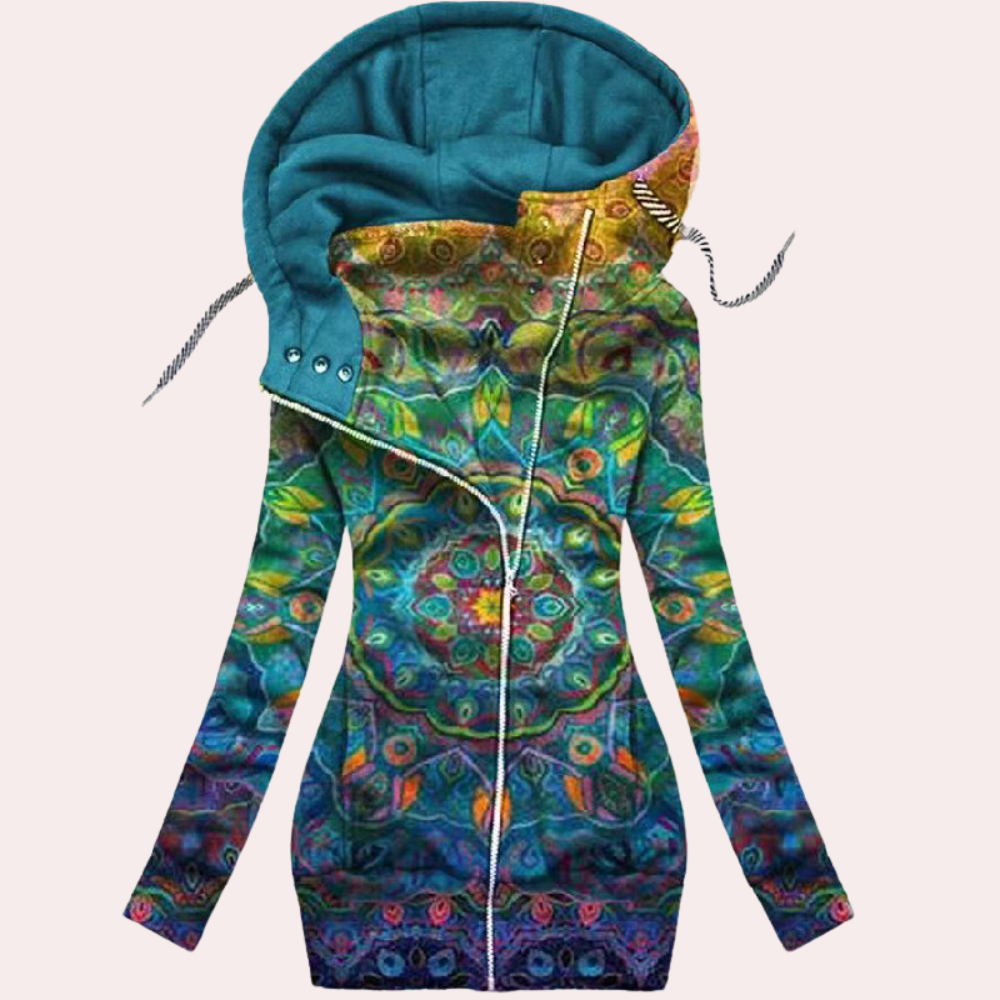 Soraya – Damen Kapuzenjacke mit Stickereien und Reißverschluss
