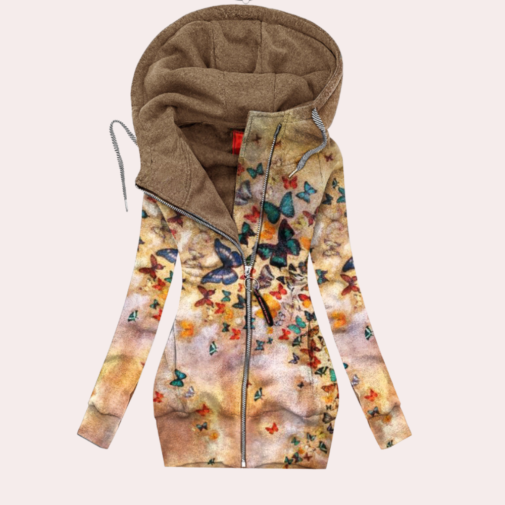 Soraya – Damen Kapuzenjacke mit Stickereien und Reißverschluss