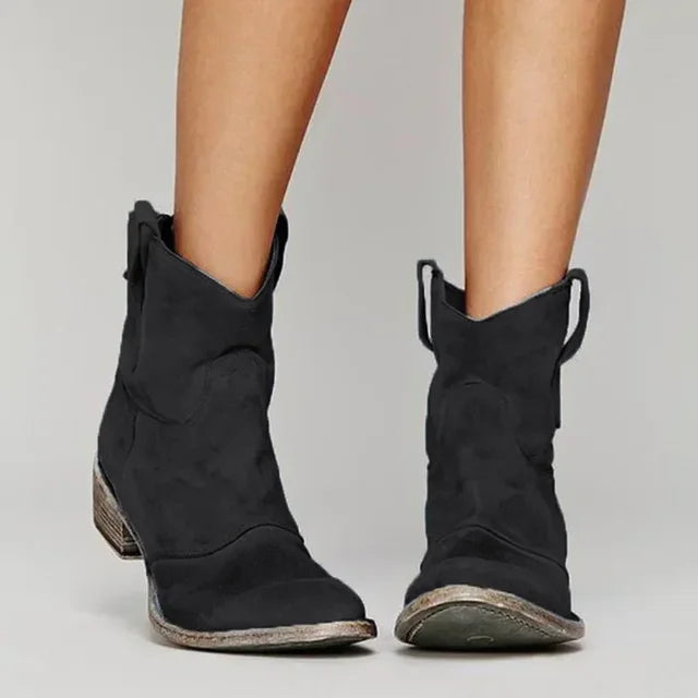 Siena – Graue Cowboy-Stiefeletten im Used-Look