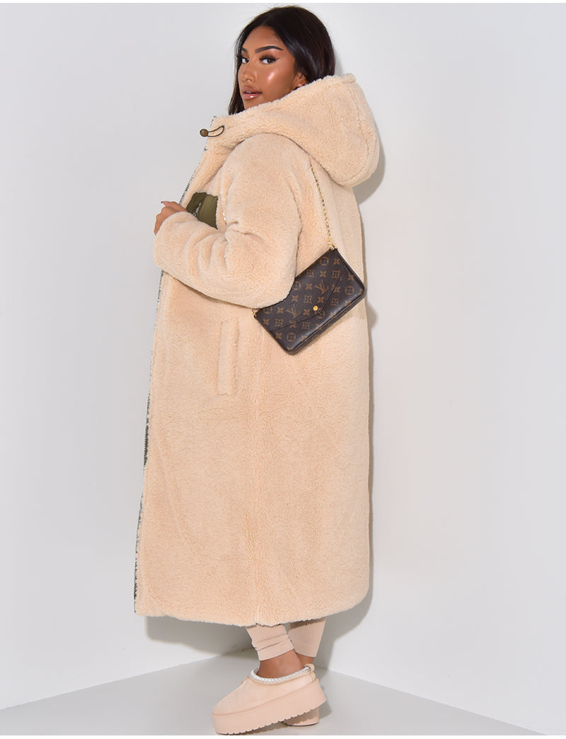 Leona – Langer Steppmantel Damen mit Teddyfutter