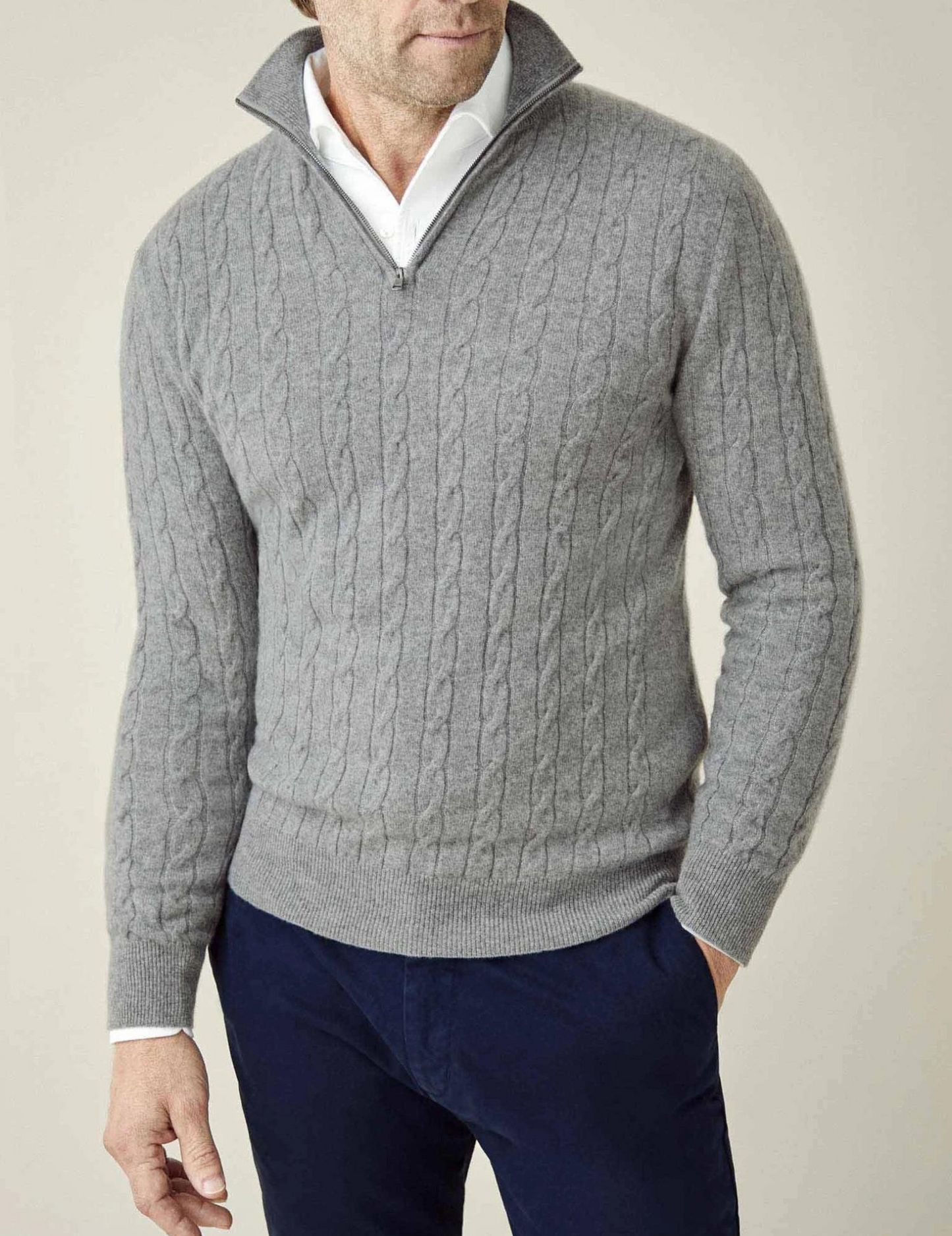 Castello | Cable Knit Zipper Sweater ByCastello