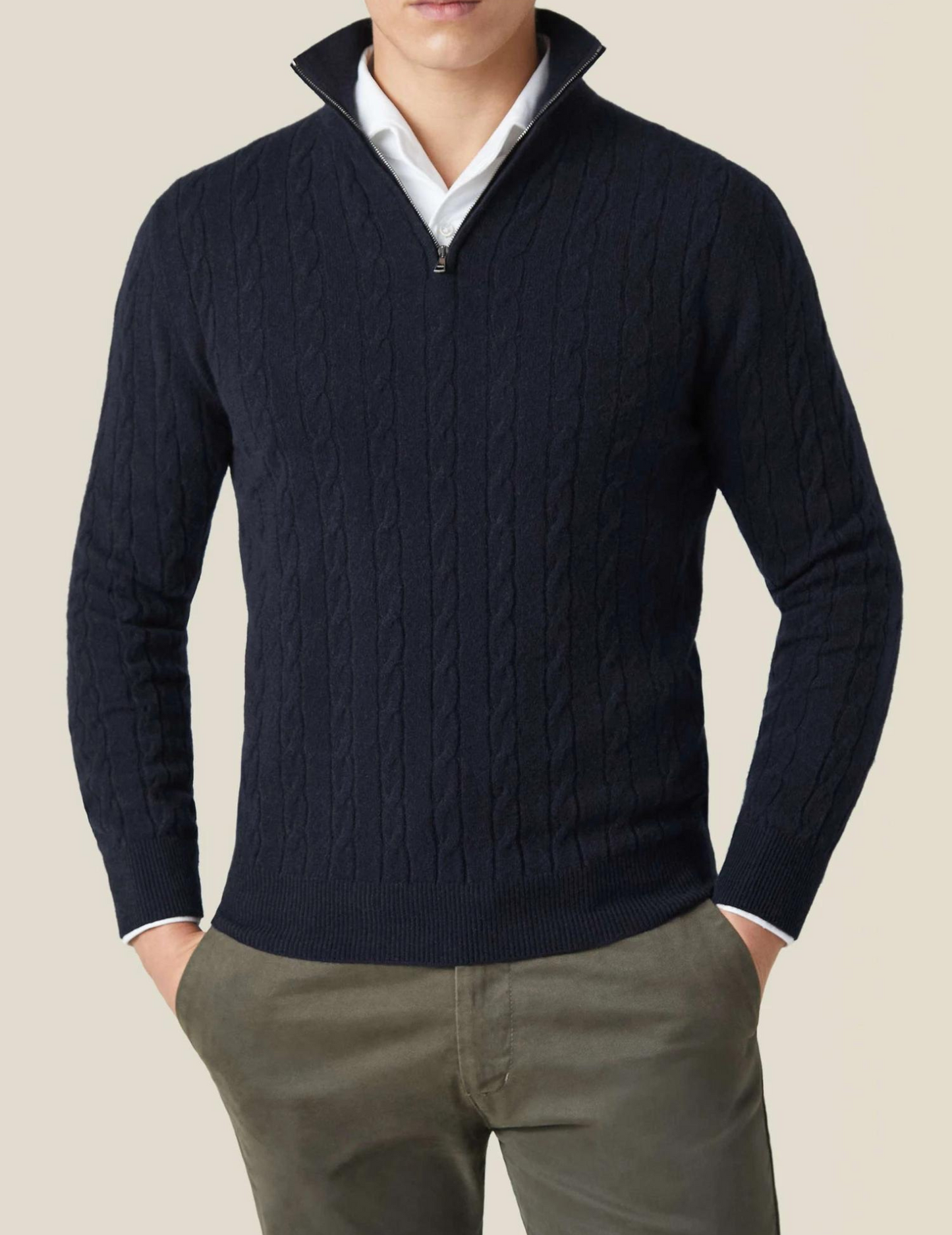 Castello | Cable Knit Zipper Sweater ByCastello