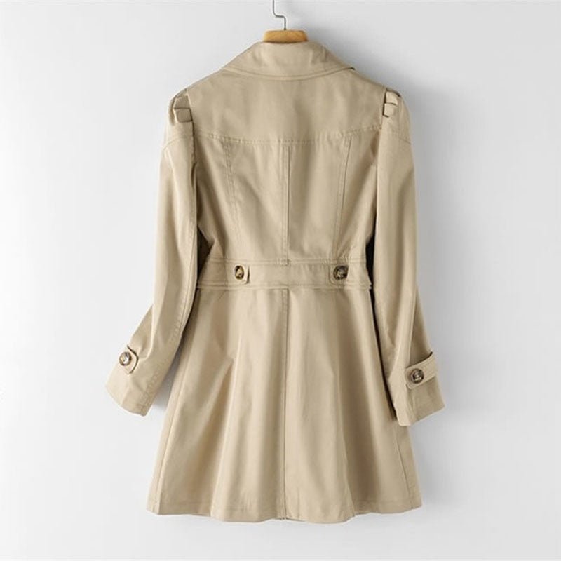 Leonie – Damen Trenchcoat kurz mit Knopfleiste und Reverskragen