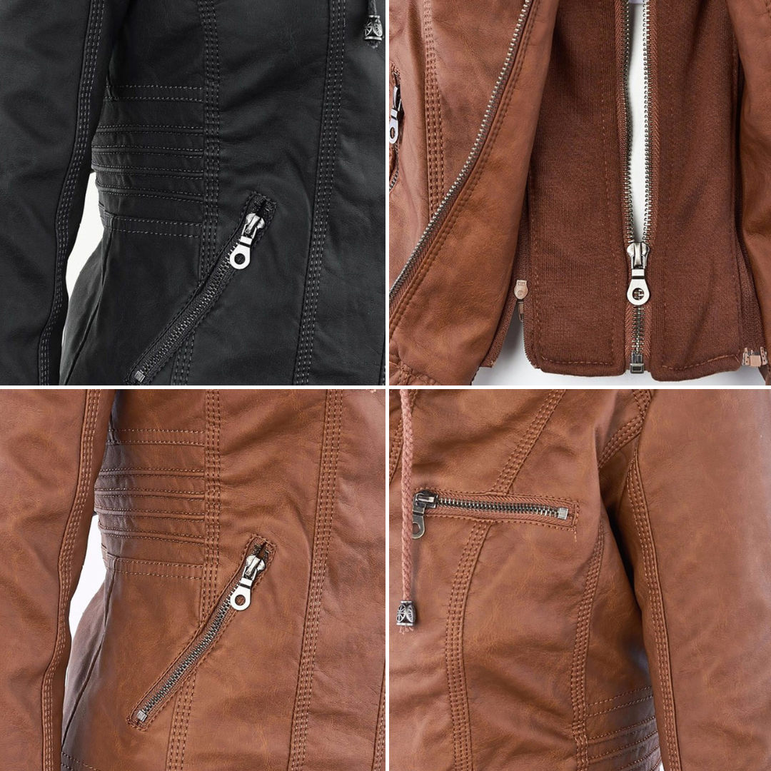 Elena – Kunstlederjacke mit Kapuze Damen